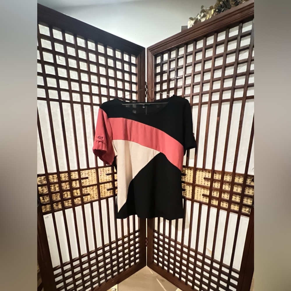 Vintage Rose Elegant Color Block Women's Top